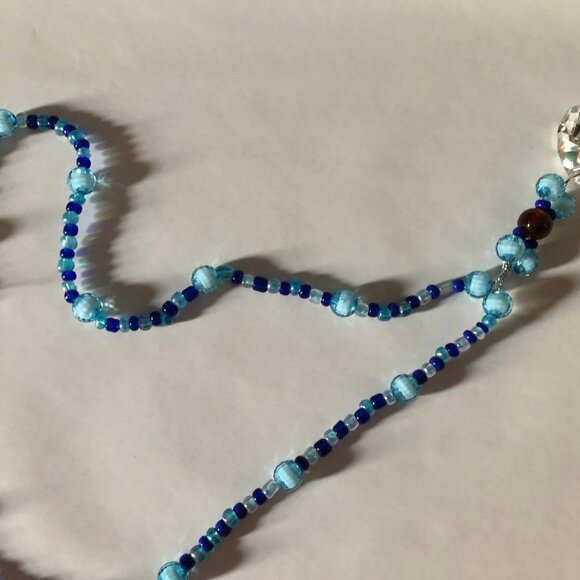 Handmade glass beads women's girl's necklace with hand beaded pendant 20" - Picture 6 of 11